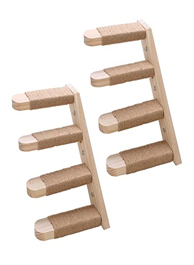Strdfeve 2 Pack Wall Mounted Cat Steps with Sisal Scratching, Wooden Cat Jumping Stairs with Jute Rope Heavy Duty Cat Climbing Shelves Cat Wall Perch Furniture for Cat Condos Hammock House - Image 1